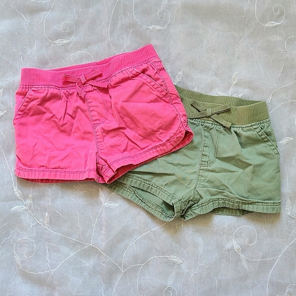 The Children's Place Khaki Shorts Pink & Green Bundle of 2 18-24m